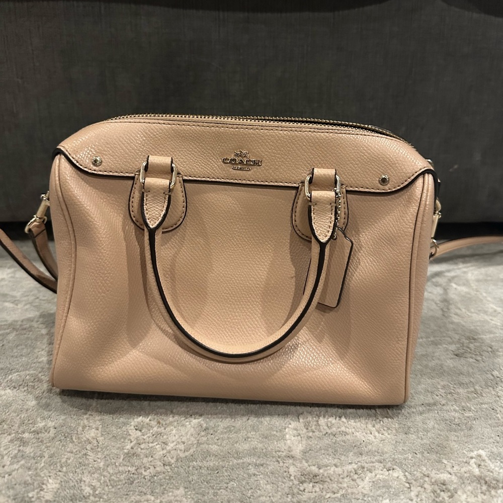 Coach Tan Bag with Zip Closure
